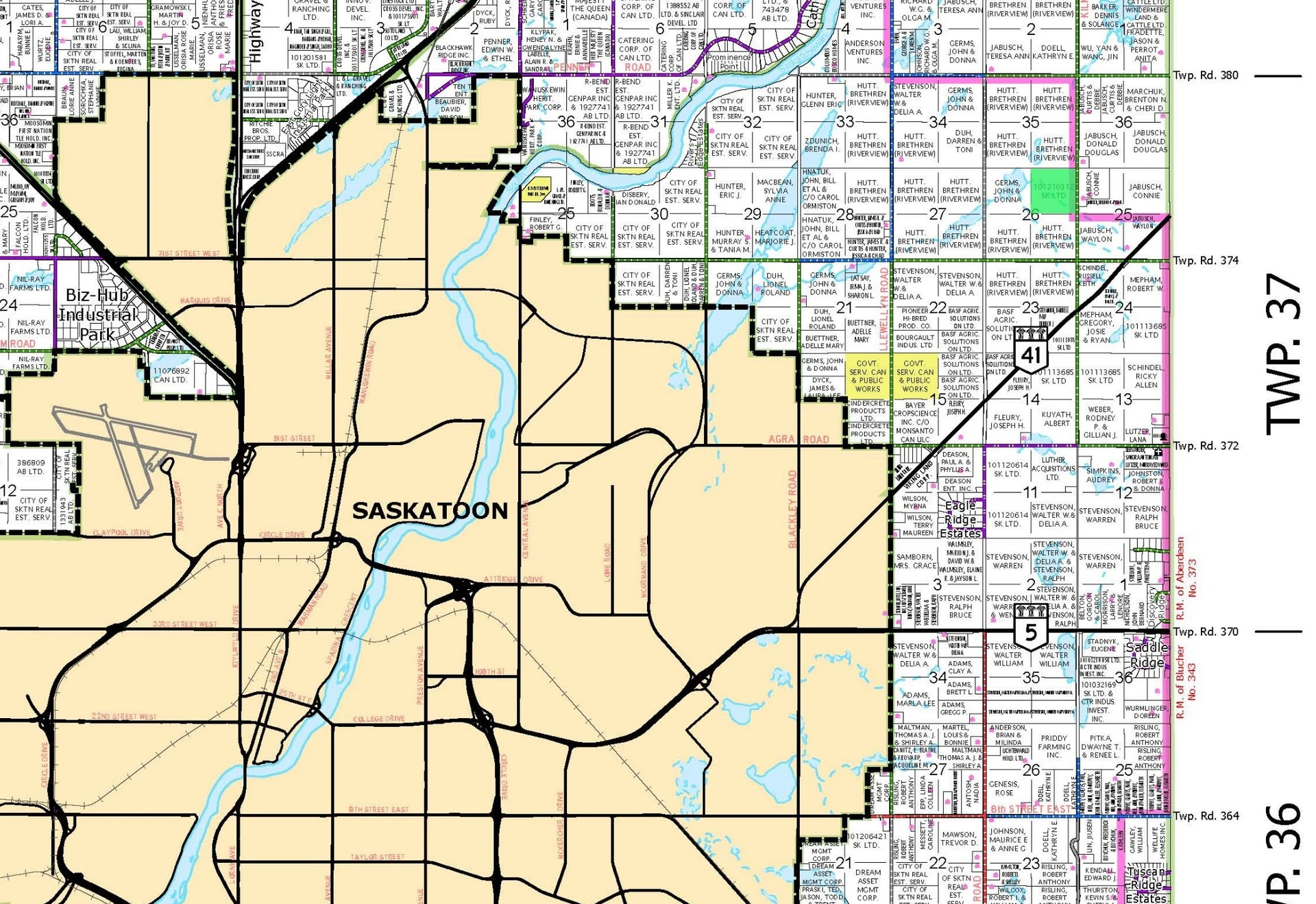 RM 344 Corman Park map highlighted